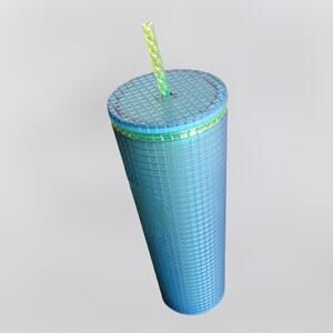 Starbucks Winter 2022  Green  Yellow  Blue 24oz Grid Cold Cup Tumbler New